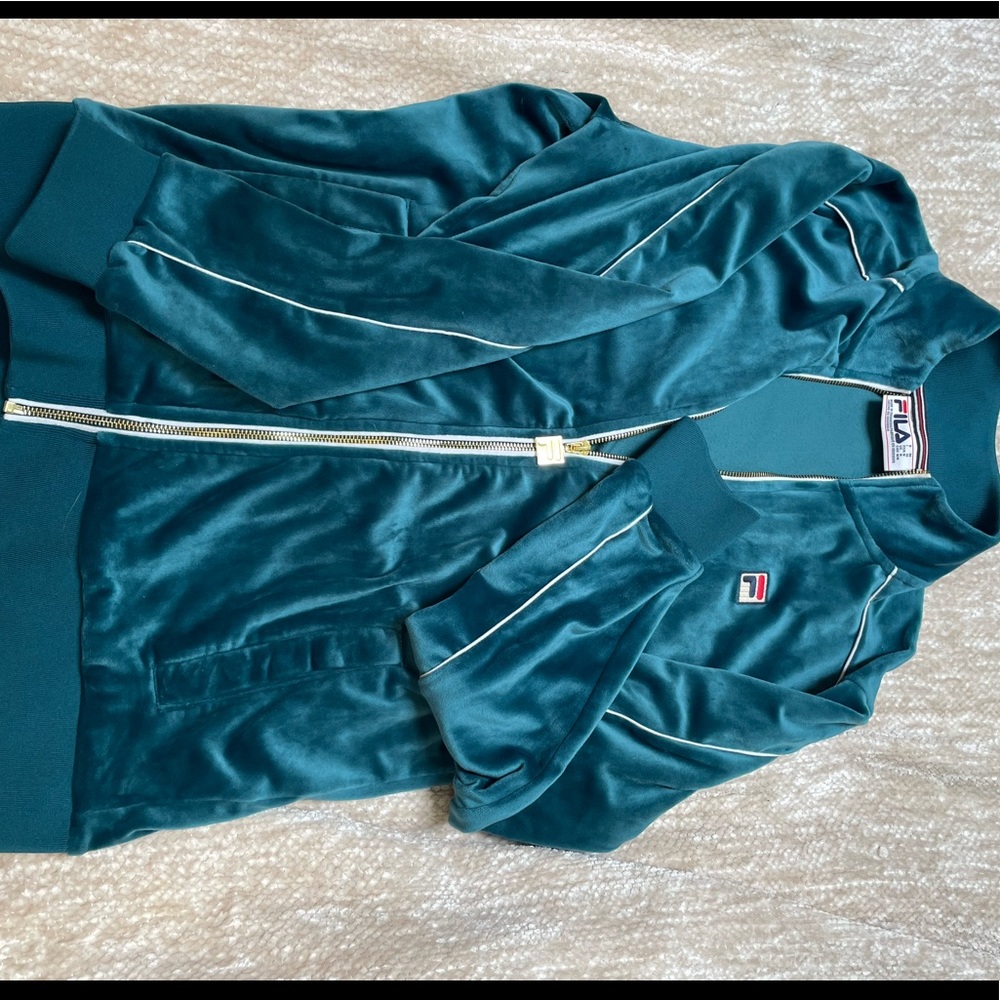 Fila Vintage Lineker Velour Track Jacket | Green